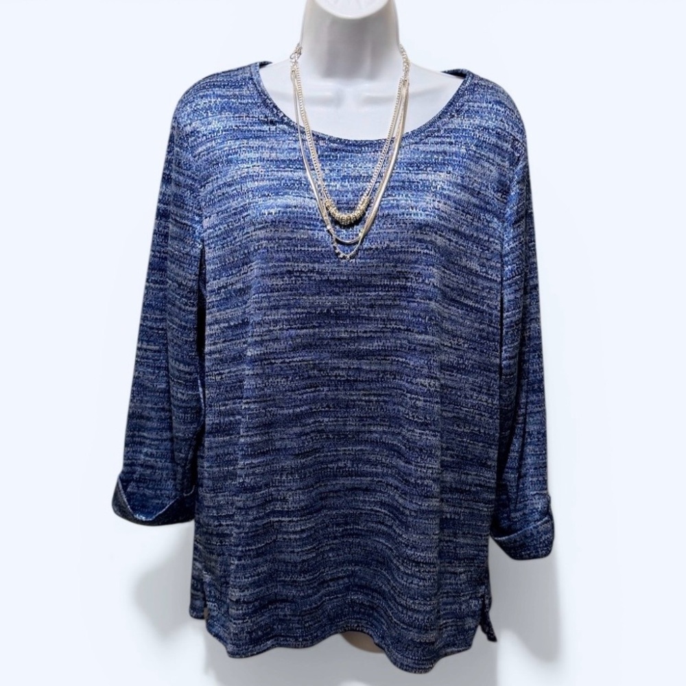 Allison Daley Lightweight Blue Shimmery Sweater Top Size XL